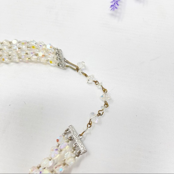 Vintage Aurora Borealis Beaded Multi-Strand Statement Necklace - Picture 6 of 7